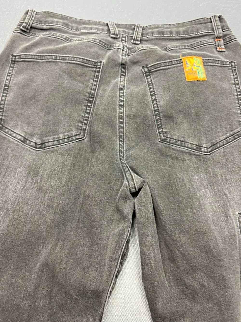Ripton & Co Womens Size 29 Black Stretch Wide Leg Raw Hem Cargo Jeans High Rise - Picture 4 of 14